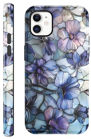 Phoona Light Blue Flower Pattern Case for iPhone 11 6.1, Aesthetic Trendy Stylish Dsign for Girl Women, Shockproof Slim Soft TPU and Hard PC Frosted Double Protective Cover