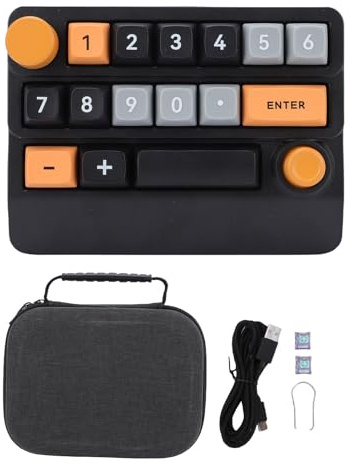 Gugxiom Tastiera Macro Programmabile, Dispositivo Sayo Tastierino Numerico Meccanico Wireless RGB a 15 Tasti Tri Mode con Joystick/manopola, Sostituibile a Caldo per PC Laptop da Lavoro e (Giallo