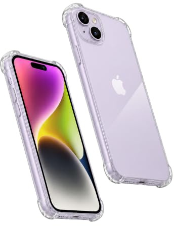 Tirita Clear Case for iPhone 14, Slim Shockproof Transparent TPU Gel Phone Case, Scratch Resistant with Camera Protection, Raised Edges, Wireless Charging Compatible