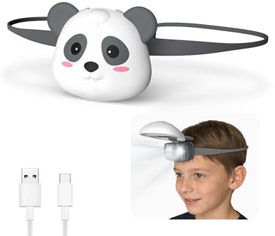 Gofimyee LED Panda Stirnlampe, Aufladbar Spielzeug für Kinder Alter 3+ | LED Handlich Kinderstirnlampen Jungen und Mädchen, Roar und Silent Modus, Kindergeburtstag, Weihnachtsspielzeug Geschenk