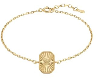 Suzan Gold® 375 Echtgold Armband Damen mit geometrischem Sonnen Anhänger filigrane Kette verstellbar minimalistisch elegant Geschenkidee SolaraRay