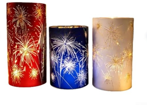 Juego de 3 fuegos artificiales grabados huracanes: centros de mesa centelleantes para bodas (juego de tres)