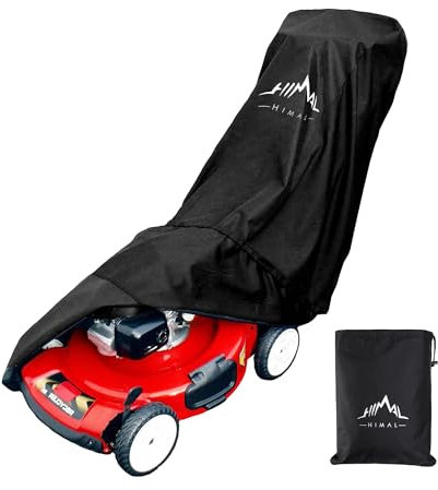 Himal Outdoors Rasenmäher-Abdeckung, strapazierfähiges 600D-Polyester-Oxford, wasserdicht, UV-Schutz, universelle Passform, mit Kordelzug und Aufbewahrungstasche, Schwarz