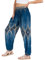 Lofbaz Damen Haremshose Yogahose Pumphose Hippie Hose Boho Kleidung Festival Outfit Sommerhose Leicht Sommer Hosen - Floral 2 Teal Grün L