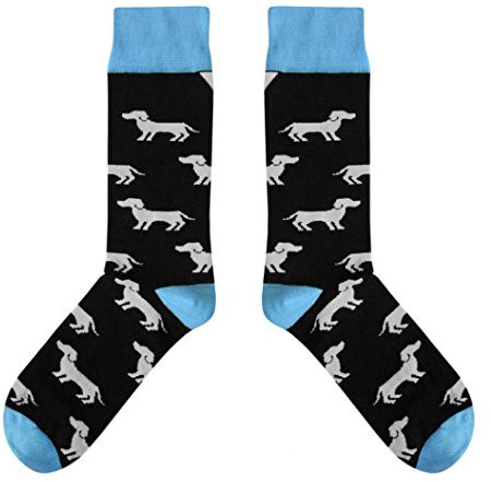 cup of sox Damen Herren Lustige Socken mit Dackel, Bunte Socken mit Hund Muster in der Pappbecher, Geschenksocken für Hundebesitzer, Schwarz, 37-40