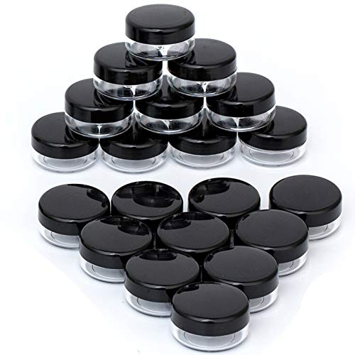 ZEJIA Black Cosmetic Containers Sample Jars with Lids Plastic Makeup Sample Containers BPA Free Pot Jars (3g, 100pcs-bk)
