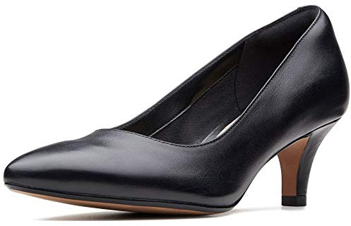Clarks Women's Linvale Jerica Pump, Black Leather, 3.5 UK Wide