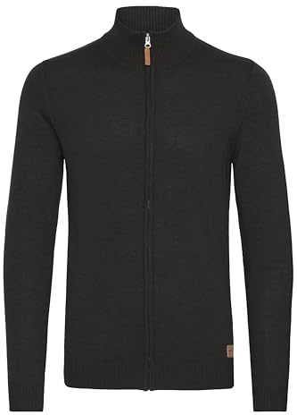 BLEND Norman Men's Cardigan Knit Jacket with Funnel Neck with Zipper, Size:3XL, Colour:Black (70155)