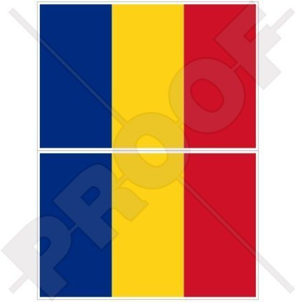 RUMÄNIEN Rumänische Flagge 75mm Auto & Motorrad Aufkleber, x2 Vinyl Stickers