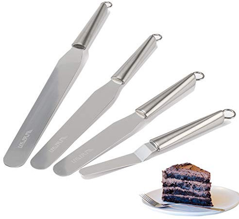 LEGERM Espátula para Decorar Tartas - 4, 6, 8, 10 - Cuchilla Paleta de Acero Inoxidable para Glaseado, Repostería y Cocina - Herramienta de Repostería