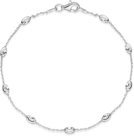 Materia feines Damen Armband mit Kugeln aus 925 Sterling Silber Armkette dünn 19cm in Etui SA-69