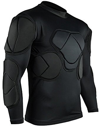 Lalander Protektorenshirt Langarm Protektoren Shirt Gepolstert Sportanzug/Schutz Bekleidung für Fußball Basketball Paintball Kampfsport Rugby
