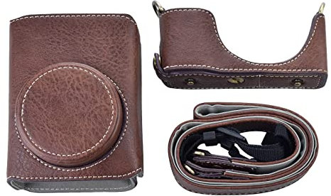 kinokoo Schutzhülle für GR 3/GR III/GR III X PU Leder Kamaratasche für GR III/GR III X Tasche mit Schultergurt - Kaffee