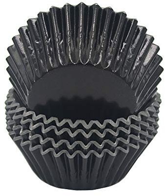Mombake Einweg-Backförmchen aus Standard-Folien Papier, Muffin-Cupcake-Förmchen für Partys und mehr (Schwarz, 100 Stück)
