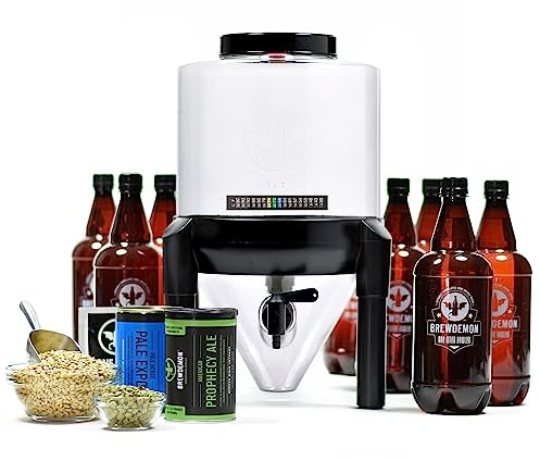 BrewDemon hantverk öl bryggningssats med flaskor – konisk jäsare eliminerar sediment och gör bra provsmakning hemgjord öl