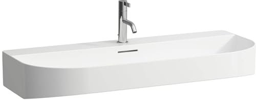 Laufen Sonar Waschtisch unterbaufähig, 3 Hahnlöcher, mit Überlauf, 1000x420mm, H810347, Farbe: Weiß matt