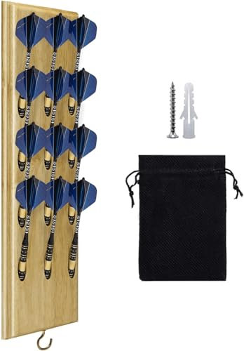FDLS Darts Caddy Wandhalterung Darthalter Ständer mit Metallhaken Zubehör Aufbewahrungstasche Displays 12 Set Steel/Soft Tip Darts, Unvollendet, Klassisch