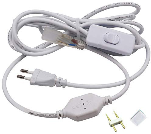 FOLGEMIR 230V Interruttore ON/OFF - distanza dell'ago 11mm - Spina standard EU - Cavo alimentazione di ricambio per striscia led 5050/2835