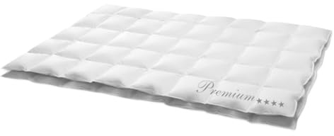 Hanskruchen® Premium **** Sommer Daunendecke 240x220 cm - LEICHT - Made in Germany Kassettendecke mit 100% Daunen - Allergiker geeignet in fünf Wärmestufen