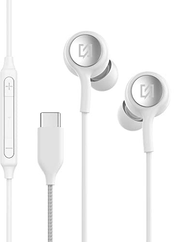 N NEWTOP Cuffie Auricolari CF28 Universali Type-C Bassi HiFi Musica Audio Stereo Microfono Tasto Risposta Controllo Volume Brani Compatibili con Samsung Xiaomi Huawei OPPO Cellulari (Bianco)
