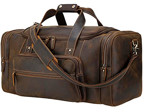 Polare Reisetasche für Herren, 58,4 cm, Vollnarbenleder, Wochenendtasche, Reisetasche