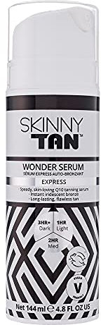 Skinny Tan Wonder Anti-Ageing Express Tanning Serum 145ml | With Youth Boosting Q10 and Vitamin E | Instant Tan | Cruelty Free & Vegan Skincare for Radiant Natural Glow