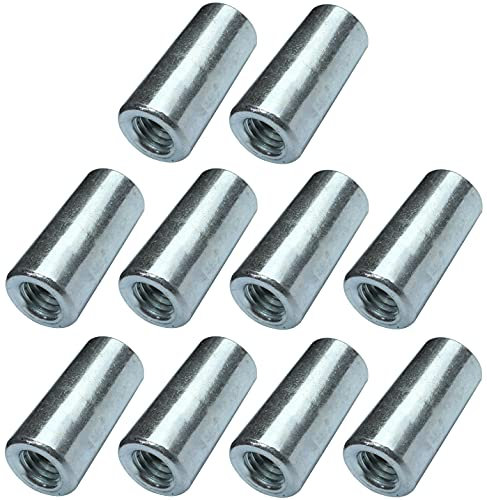 AERZETIX - Juego de 10 tuercas manguitos de acoplamiento M6x20x10mm roscados - manguito de conexión redondo cilíndrico prolongador - en acero galvanizado - C49627