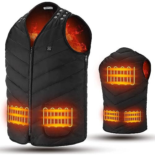 VIEKUU Heated Vest for Men and Women, USB Electric Heating Jacket with 3 Temperature Settings, Adjustable Size, Washable, Winter Warm Vest Coats Suitable for Fishing and Skiing (Unisex)