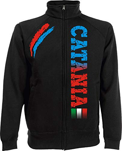 vestipassioni Jacke Catania Tifosi italienische Stadt Sport auch für Kinder, Schwarz , S