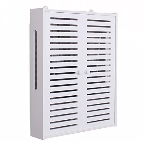 Wandmontierte Routerhalterung Schwimmende Regale WiFi Aufbewahrungsbox Hider Router Rack Desktop Aufbewahrungsbox Wandmontierte TV Set Top Box (Color : White-A, Size : 50x42x10cm)