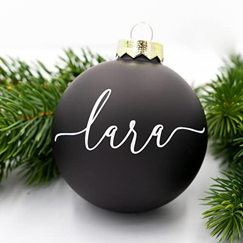 Coverlounge Weihnachtskugel personaliert aus Glas | Ø 6cm oder 8cm in Schwarz (Matt) | Christbaumkugel | beklebt personalisierbar | für Weihnachten