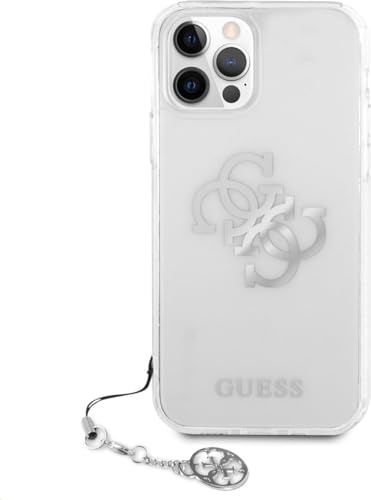 Guess Coole Schutzhülle für iPhone 12 Pro Max, Lizenzlogo + silberfarbener Anhänger