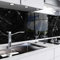 danario Küchenrückwand selbstklebend - Glasoptik - Spritzschutz Küche - versteifte PET Folie - 0,8 mm - Marmor schwarz - 60cm x 80cm