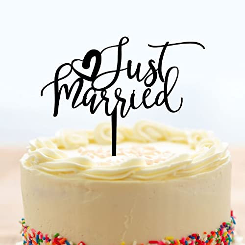 Just Married Cake Topper, Black Acrylic Wedding Cake Toppers, Just Bridal Shower Cake Topper, Custom Initials Cake Topper, Beach Wedding