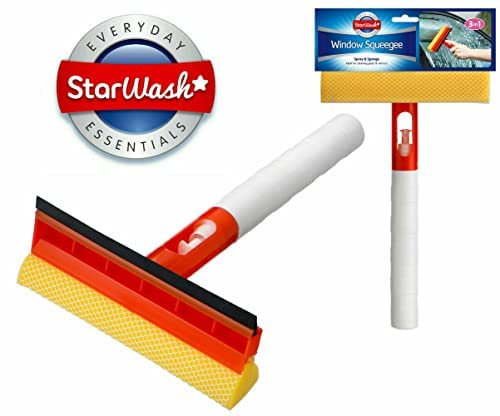 3 in 1 Double-Sided Window Squeegee Cleaner Rubber Blade Sponge And Spray Bottle