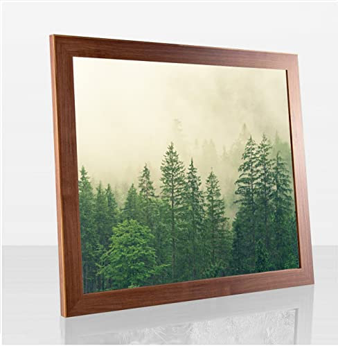 Monaldo Deluxe Bilderrahmen Posterrahmen 35,5 x 28 cm Nussbaum Dunkel Dekor Wechselrahmen weisser Hintergrund klares Kunstglas