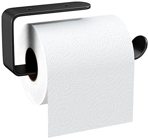 Gvolatee 1 stück 16CM Toilettenpapierhalter Aluminum Alloy Matt, Klopapierhalter mit Bohren, Wc Klorollenhalter für Wandmontage mit Befestigte Schrauben, Stabil Wc Papier Halterung Schwarz