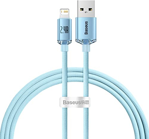 Baseus Crystal Shine Serie 2,4 A USB auf Lightning Schnelllade-Datenkabel, 1,2 m Länge, himmelblau