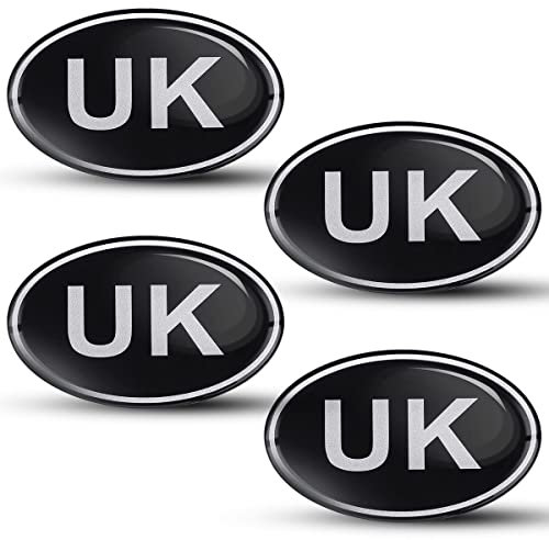 Jagowa 4 Pcs UK Car Stickers 3D Stereo UK Car Stickers Oval for Car Motorcycle Windows