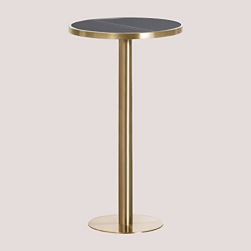 SKLUM Runder Stehtisch aus Steinzeug (Ø60 cm) Manhattan Schwarz Gold Champagne