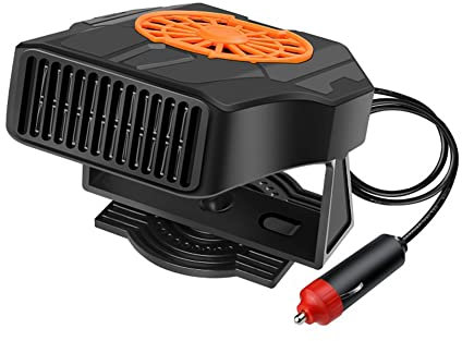 ISAKEN Auto Heizlüfter, 2 in 1 Auto Heizung Entfroster für Auto Windschutzscheibe Schneller Heizlüfter Defroster, Tragbar Windschutzscheiben Defroster Demiste Mini-Autoheizung mit Basis