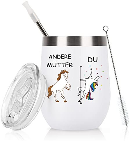 Livole Lustige Geschenke für Mama, Mütter, Frauen, Muttertagsgeschenke Mama Geschenk Weihnachten, Tasse mit Spruch Mama, Andere Mütter Du, 350ml Edelstahl Kaffeebecher, Isolierter Camping Becher
