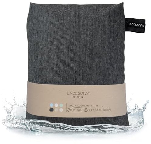 BADESOFA® Badewannen-Sitzkissen | Revolutionärer Komfort für Badewanne, Dusche & Whirpool | Waschbares & schnell Trocknendes Bade-Kissen in Anthrazit | Wellness Badewannen-Zubehör Handmade in EU