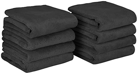 BW&HM Microfibre Face Cloths Makeup Remover Cloths Face Drying cloths Wash Towels Facial Cleansing Towels Super Soft 30cm x 30cm 8 Pack Black