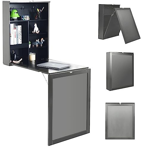 COSTWAY Wandtisch klappbar, Wandklapptisch, Schreibtisch zum Ausklappen, Esstisch Klappschreibtisch Laptoptisch Bartisch mit Tafel, 85,5 x 60 x 145,5 cm