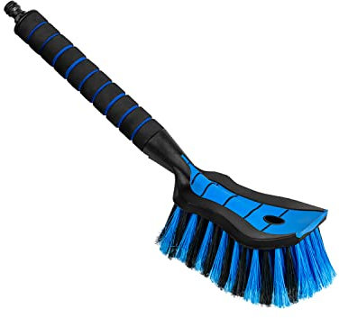 ToM PaR Auto Waschbürste I Wasser Bürste mit Schlauchanschluss I Autowaschbürste mit Wasseranschluss I Dicht angeordnete Borsten I Komfortabler Griff I Länge: 44 cm I Blau