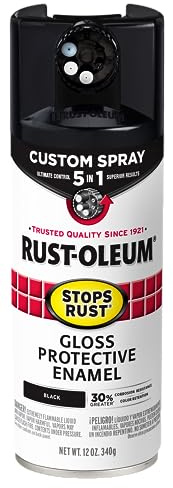 Rust-Oleum 376884 Stops Rust Custom Spray 5-in-1 Spray Paint, 12 oz, Gloss Black, (Pack of 1)