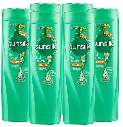 Sunsilk Traum Locken Shampoo für definiertes und elastisches lockiges Haar, Formel Active Fusion mit Macadamia-Öl, Elastin und Biotin, 6 Flaschen à 400 ml