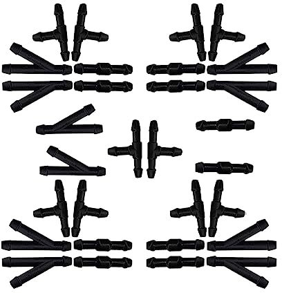 JNNJ 30 Stücke Universal Scheibenwaschanlage Verbinder, Auto Wischwasserschlauch Verbinder Spritzwasserschlauch Adapter, Automotive Schlauch Anschluss Autowasserpumpe an Düsen(Schwarz)
