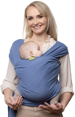 Boba Baby Tragetuch Neugeborene - Elastisches Babytragetuch und Stilltuch für Unterwegs - Einfach zu binden - Babytrage Neugeborene ab Geburt bis 16kg (Vintage Navy Blue)